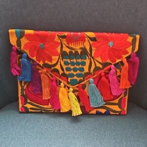Colorful Tassel Clutch